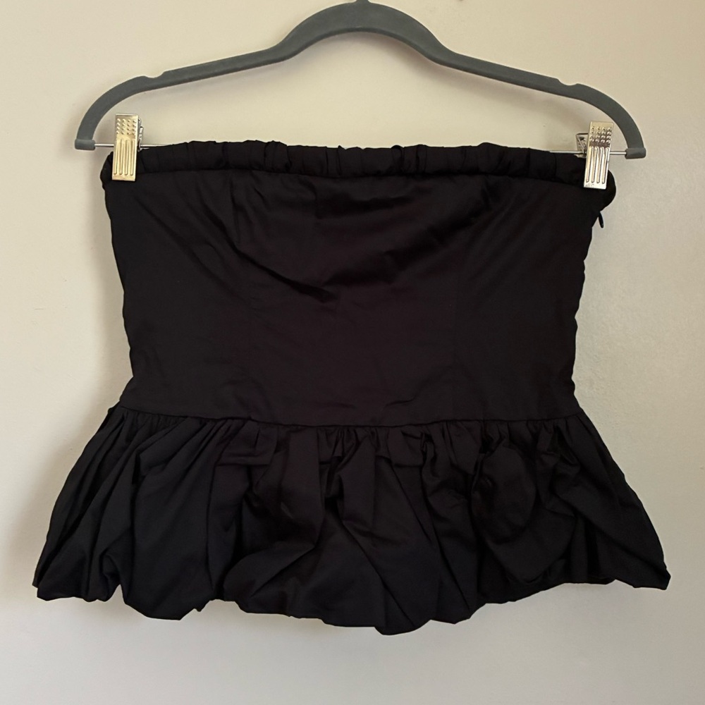 Meshki 100% Cotton Black Peplum Tube Top